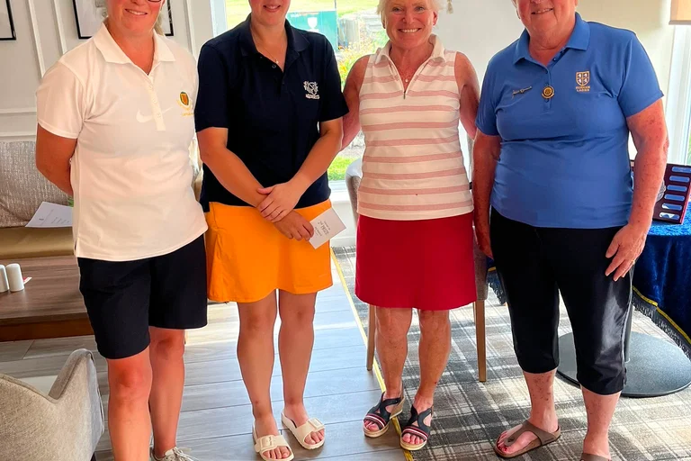 Northumberland Captain Helen McChlery with runners up Lindsey Whittaker and Gloria Goodchild and Durham Captain Marian Goodchild.