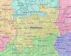 Middlesex map